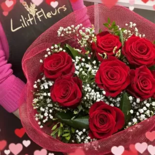 Bouquet de fleurs Saint-Valentin - Roses-rouges